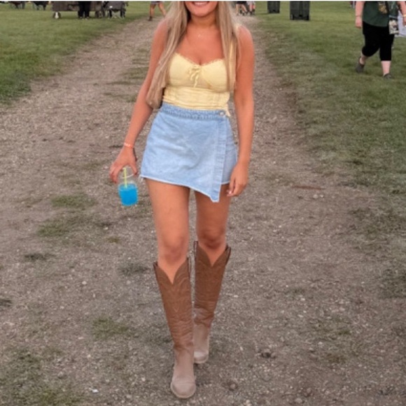 ROLLA'S Layla High Rise Sunshine Blue Denim Skort in Light Vintage Blue US 27 - Picture 12 of 12